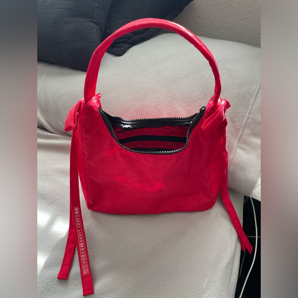 Sandy Liang x BAGGU candy apple red mini bow bag